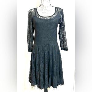 Stetson Black Lace Tulle Midi Dress